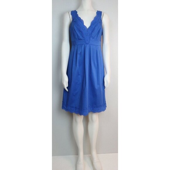 WOMEN'S BLUE EMPIRE WAIST DRESS W/ LACE TRIM - A.N.A. - SIZE 6 - Picture 2 of 10